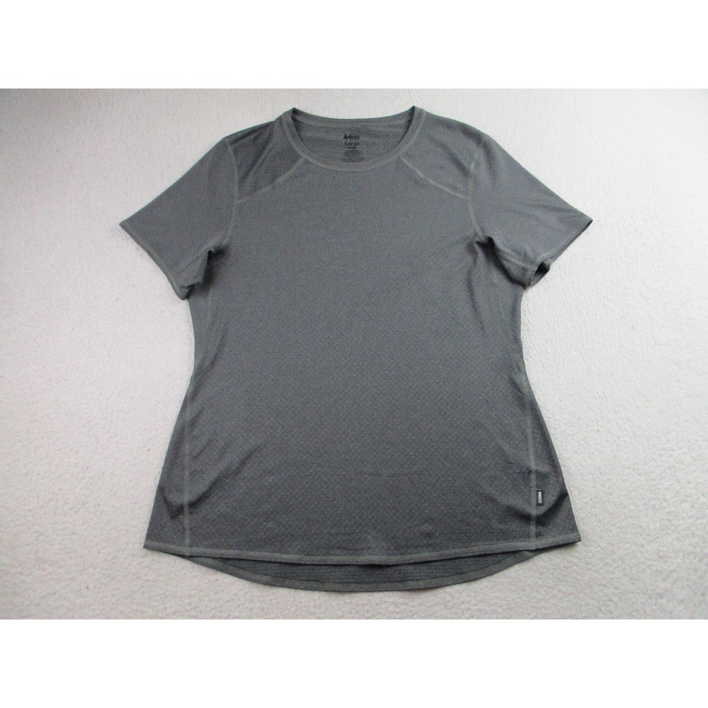 REI Co-op Shirt Womens Large Gray Short Sleeve Performance Stretch Athletic Top